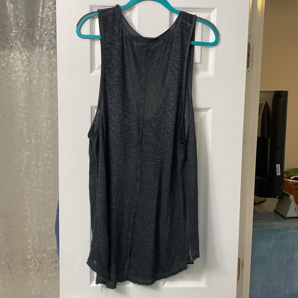 Free People Black Burnt Out Oversized scoop Neck Tank - Picture 2 of 2
